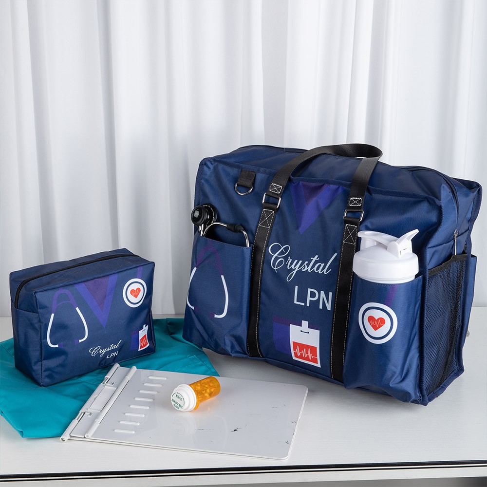 Personalisierte große Krankenschwester-Einkaufstasche für die Arbeit, kleine Canvas-Stilltasche mit Reißverschluss, RN CNA LPN Krankenschwester-Geschenk, Anerkennungsgeschenk, individuelles Abschlussgeschenk