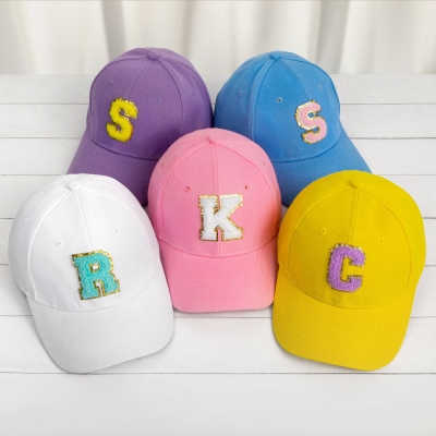 Chapeau de patch de lettre personnalisé pour enfant, casquette de baseball colorée personnalisée, accessoires vestimentaires, cadeau d’anniversaire/de Noël, cadeau pour fille/enfants