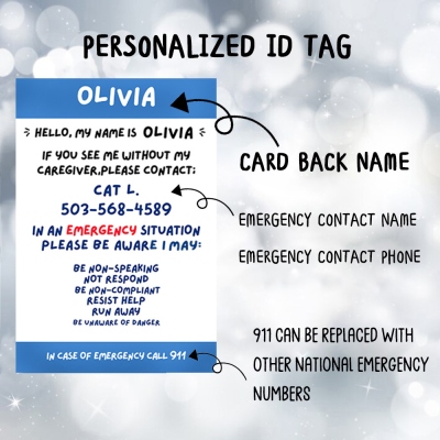 Personalized Autism Card for Communication, Autism Cards Lanyard, Autism Identification for Kids, Emergency Contact Card, Medical Alert ID for Travel