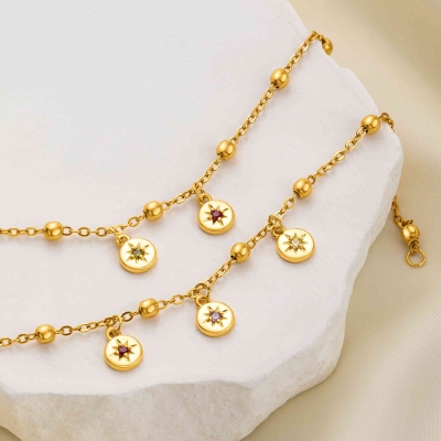 Personalized Bracelet 1-8 Birthstone Charms, Colorful Gemstone Drop Bracelet, Family Jewelry, Mother's Day/Birthday Gift for Mom/Grandma/Family