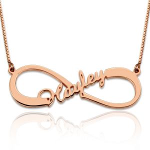 Personalized Single Infinity Name Necklace In Rose Gold