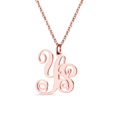 Collier Monogramme-2 Initials-Plaqué Or Rose