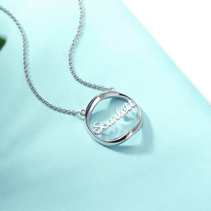 Customized Shadow Heart Name Necklace in Silver