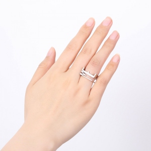 Personalized Large Initial Stackable Ring Silver