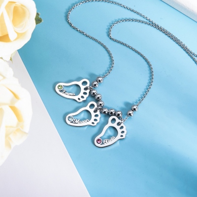Personalized 1-6 Hollow Foot Name Necklace