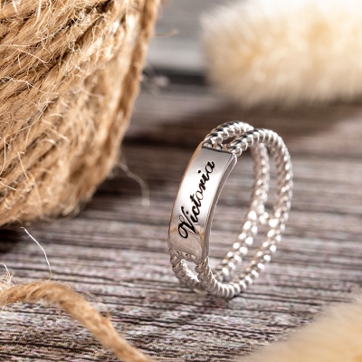 Personalisierte Twisted Rope Ring Gold