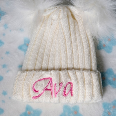 Cappelli con pompon neonato con nome personalizzabile per regalo baby shower