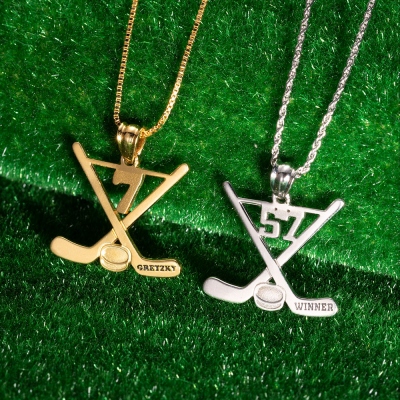 Custom Hockey Necklace Ice Hockey Sticks Jewelry