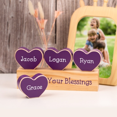 Personalized Name Heart Shaped Home Decor Gift for Family