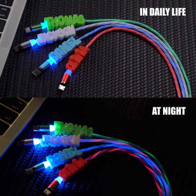 Personalisiertes 3D-gedrucktes Namens-LED-Flash-USB-Kabel