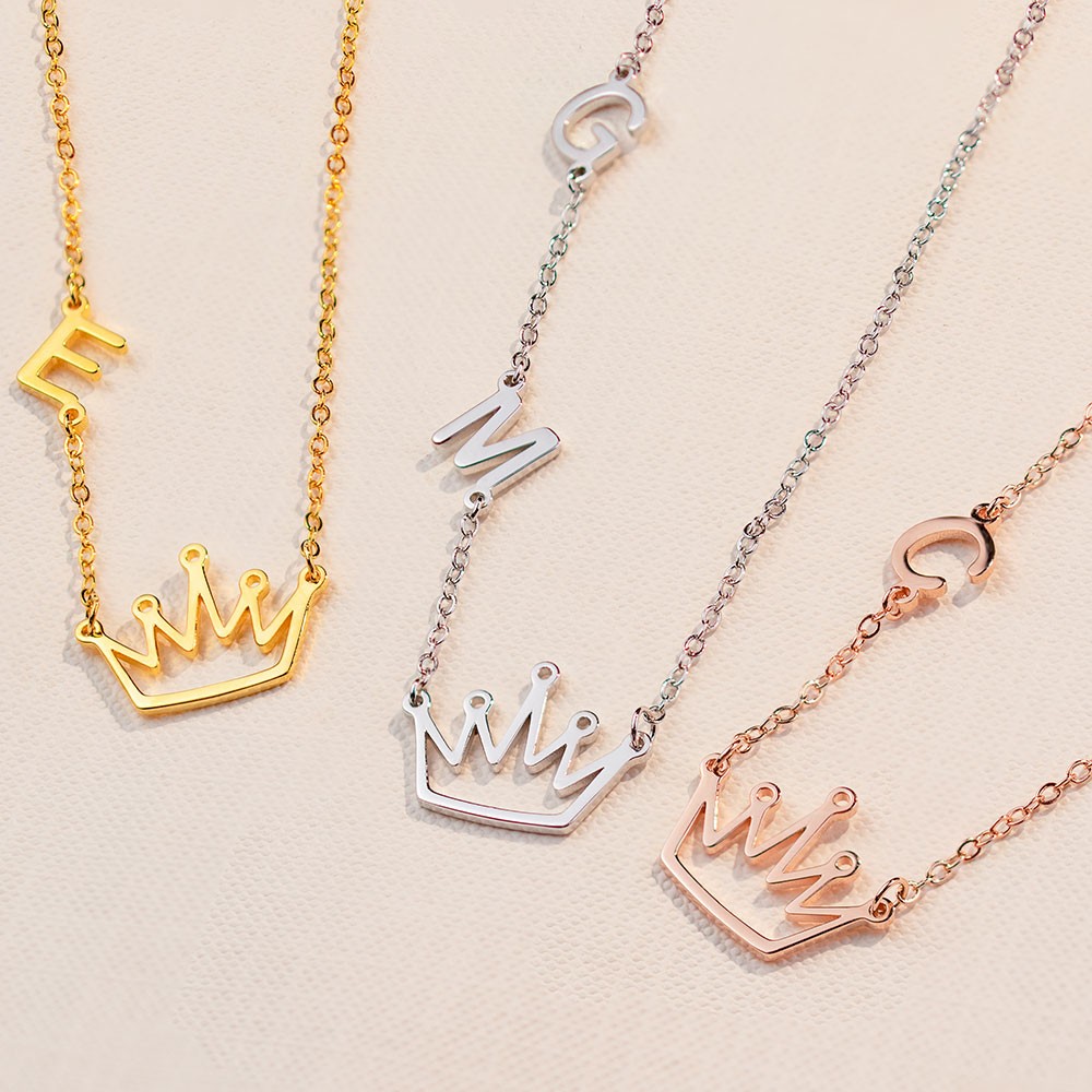 initial crown necklace