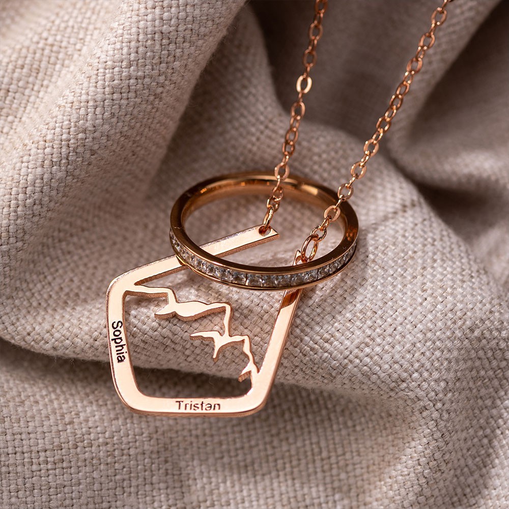 Zierliche Ringhalter-Halskette mit Berg-Design, individueller geometrischer Ringhalter, einfaches Schmuckgeschenk für sie/Frauen/Mädchen, Mütter/Arzt/Krankenschwester