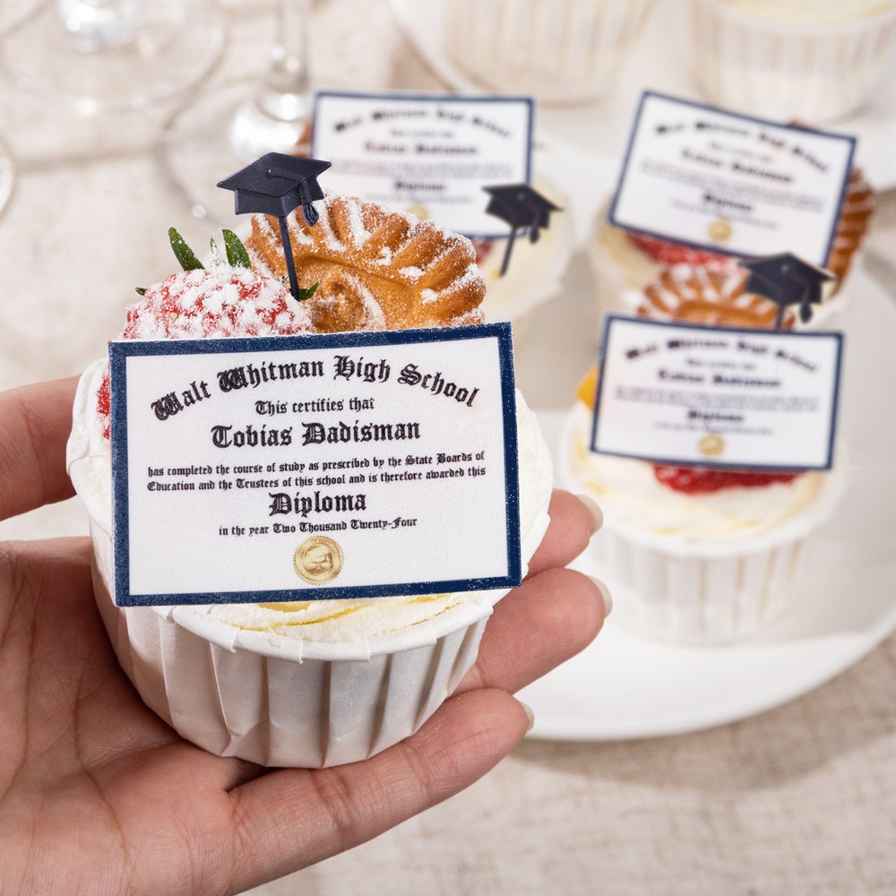 Set Of Pcs Personalized Edible Graduation Diplomas Cupcake Toppers