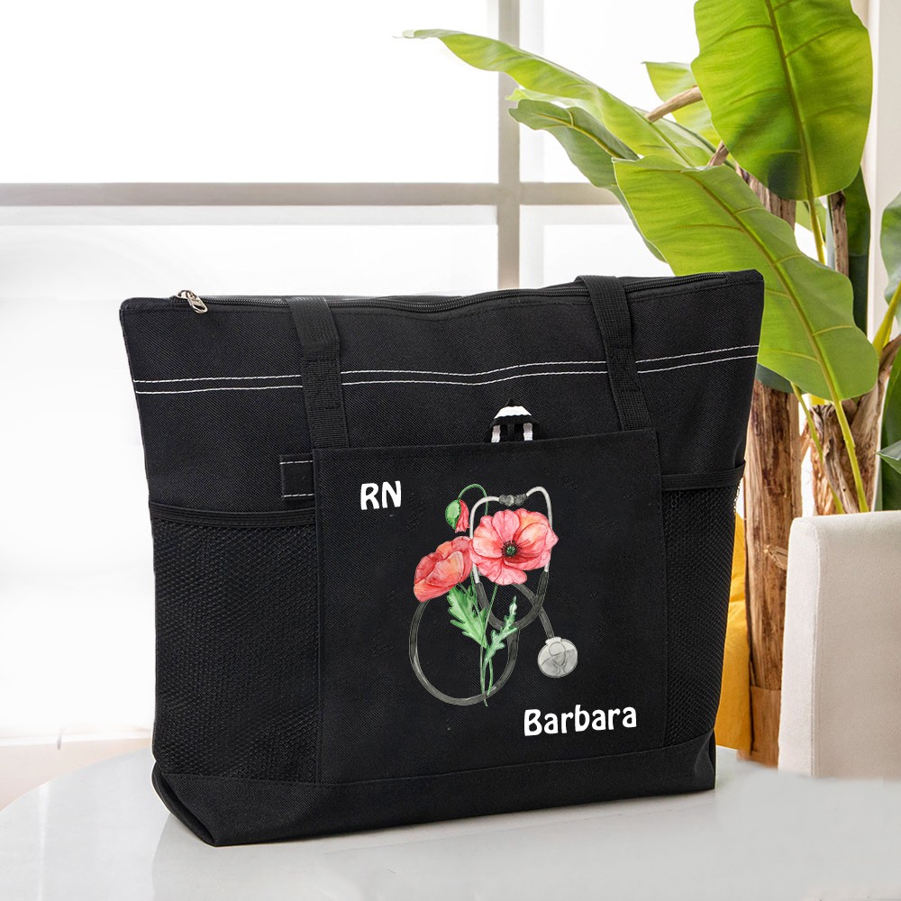 Nurse birthflower Tote Bag for Work