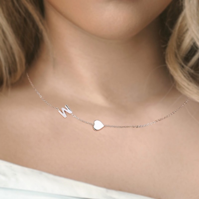 Customized Sideways Initial Necklace, Mother's Day Gifts, for Mom, for Her