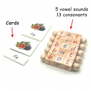 Original Montessori Reading Block and Cards Set
