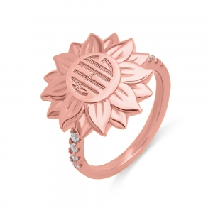 Personalized Sunflower Monogram Ring
