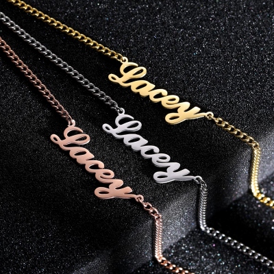 Personalized Name Plate Necklace Cuban Chain