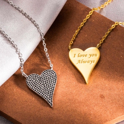 Personalized Pave Birthstone Heart Necklace