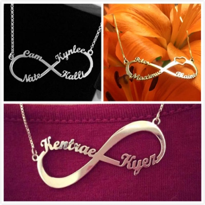 Customized Engraved Sterling Silver Infinity Name Necklace In Sterling Silver