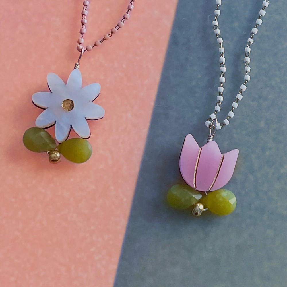 necklace with flower pendant