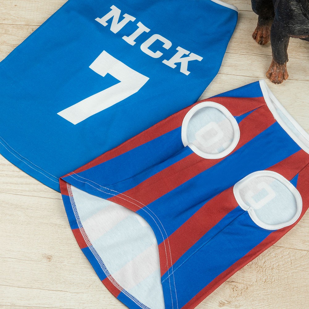 Benutzerdefinierter Name Jersey für Haustier, Namensnummer bedrucktes Hundehemd, Katzenhemd, Welpenkleidung, Hunde-Outfit, Hunde-T-Shirt, Geschenk für Fußballliebhaber/Sportfans