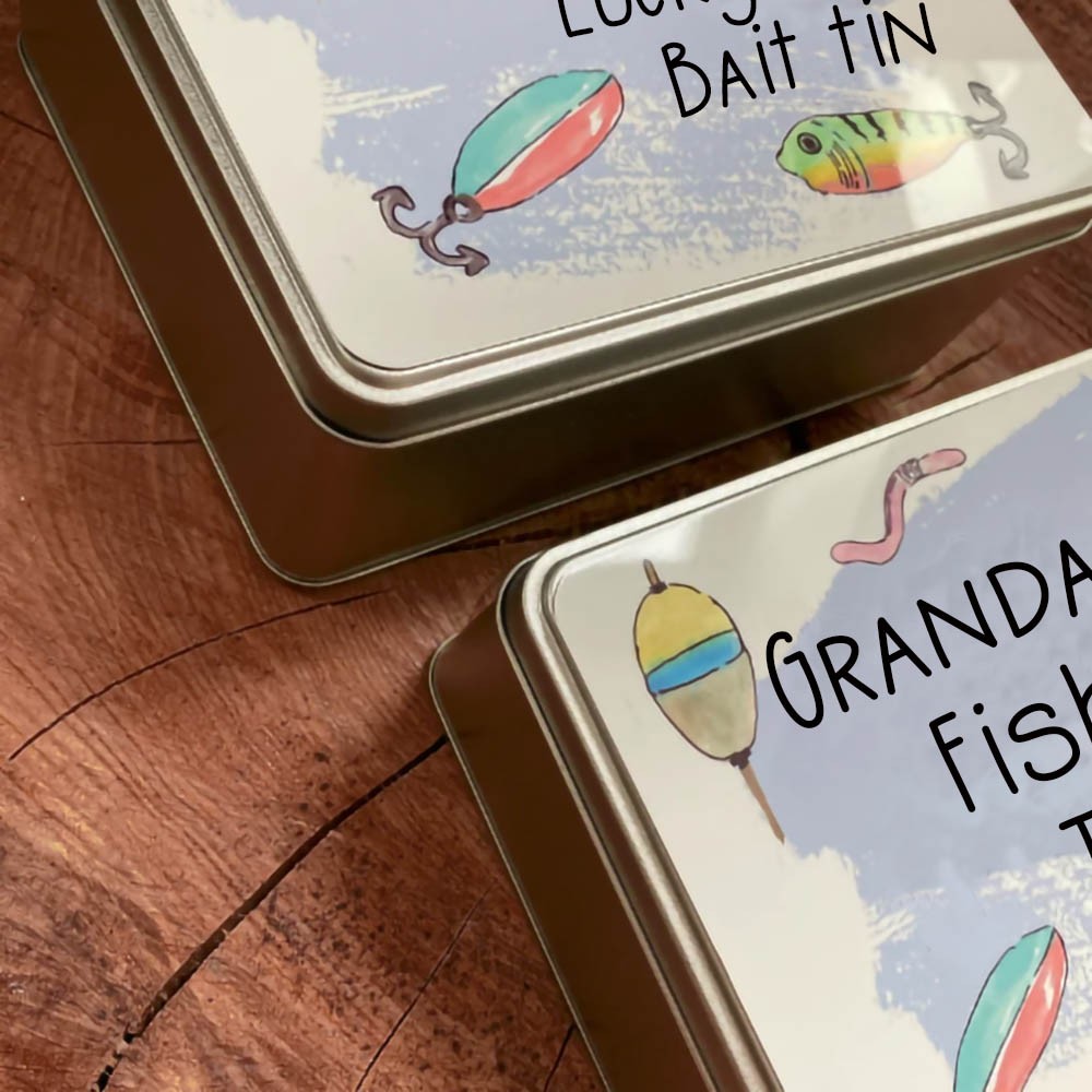 Personalized Father's Day Storage Tin for Tackle Bits, Fish Hook Storage Lucky Bait Tin, Birthday Gift Idea for Dad/Grandad/Uncle, Gift for Fishing