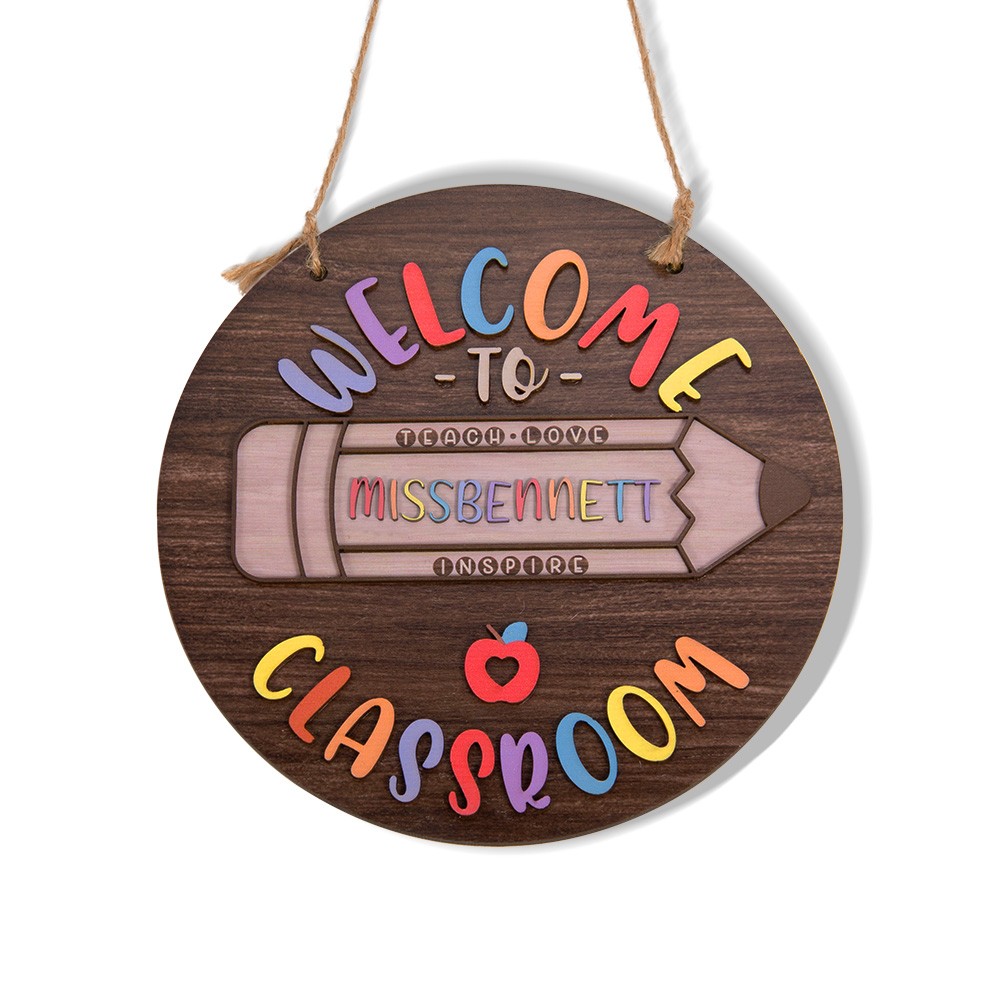 Custom Teacher Door Sign, Wooden Teacher Office Decor, Classroom Door Hanger Welcome Sign, Teacher's Day/Appreciation/End of Year/Back to School Gift