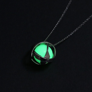 Customized Luminous Ball Ring Necklace In Sterling Silver