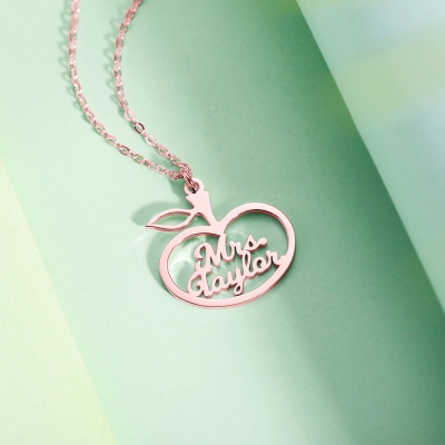 Customized Apple Name Necklace
