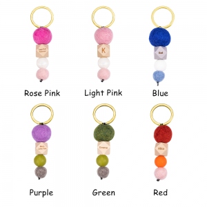Personalized Colorful Felt Ball Keychain