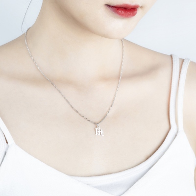 Personalized Gothic Initial Necklace for Woman