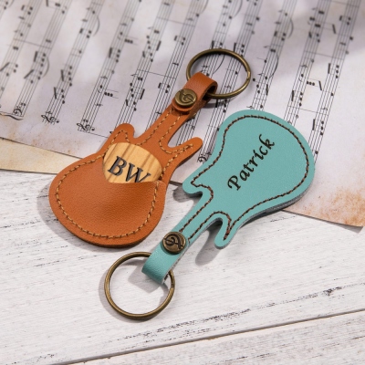 Personalized Wood Guitar Pick with Guitar Shaped Case