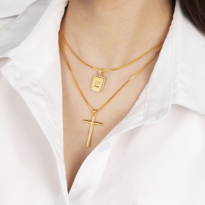 Personalized Golden Octagon Initial Necklace