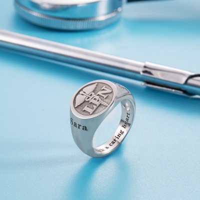 Personalisierter Caduceus Medical Signet Ring