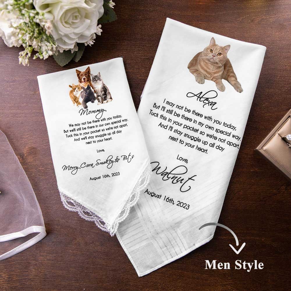 Fazzoletto da matrimonio dal tuo cane, fazzoletti da matrimonio personalizzati con foto di animali domestici, regali per la sposa, regalo per lo sposo da cane