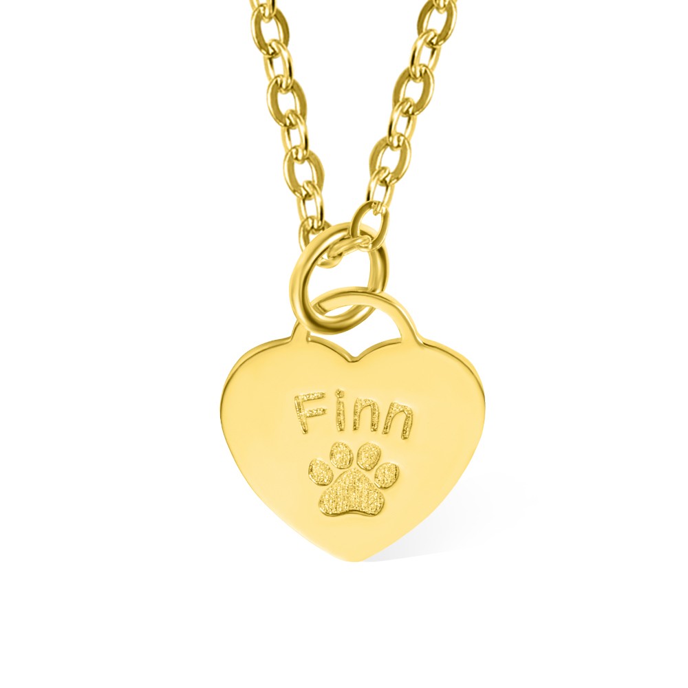 Collier personnalisé d&#39;impression de patte, collier de coeur avec le nom, collier de charme gravé par coeur, bijoux commémoratifs, cadeaux pour l&#39;amant d&#39;animal familier/elle