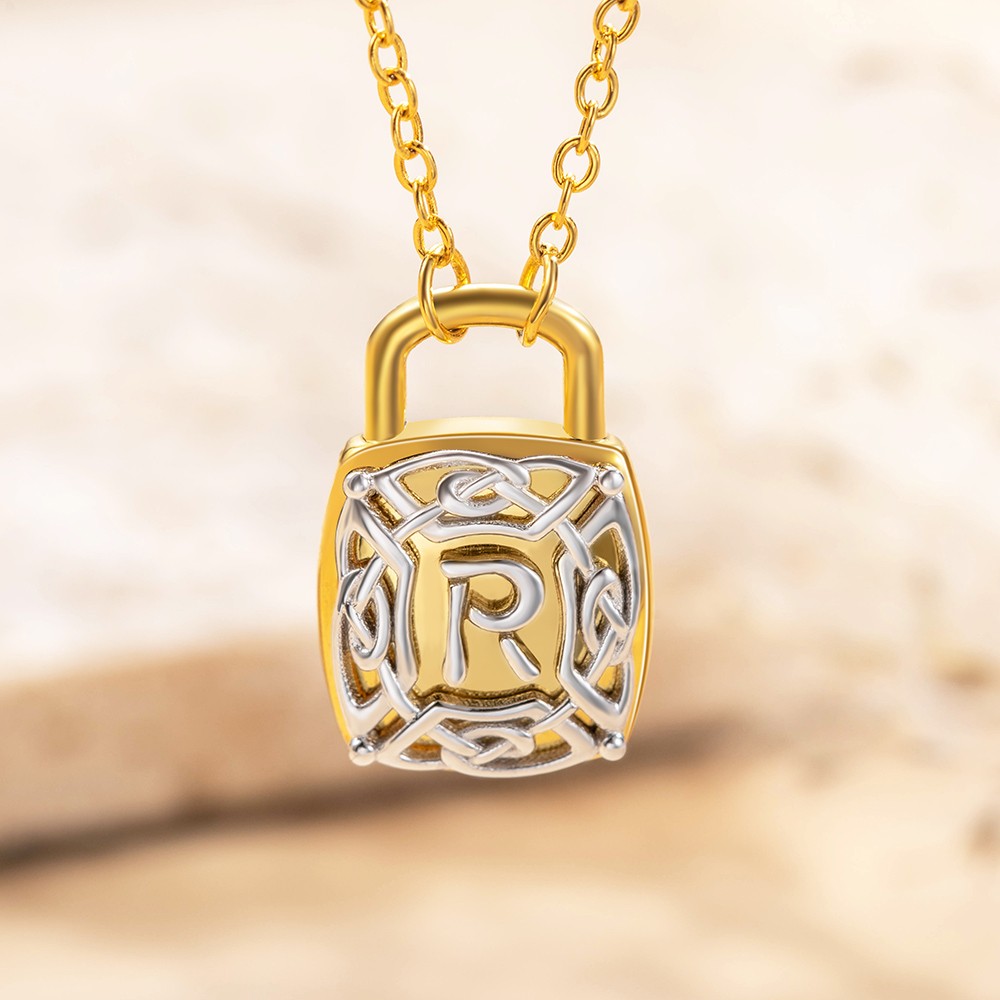 initial padlock necklace for women