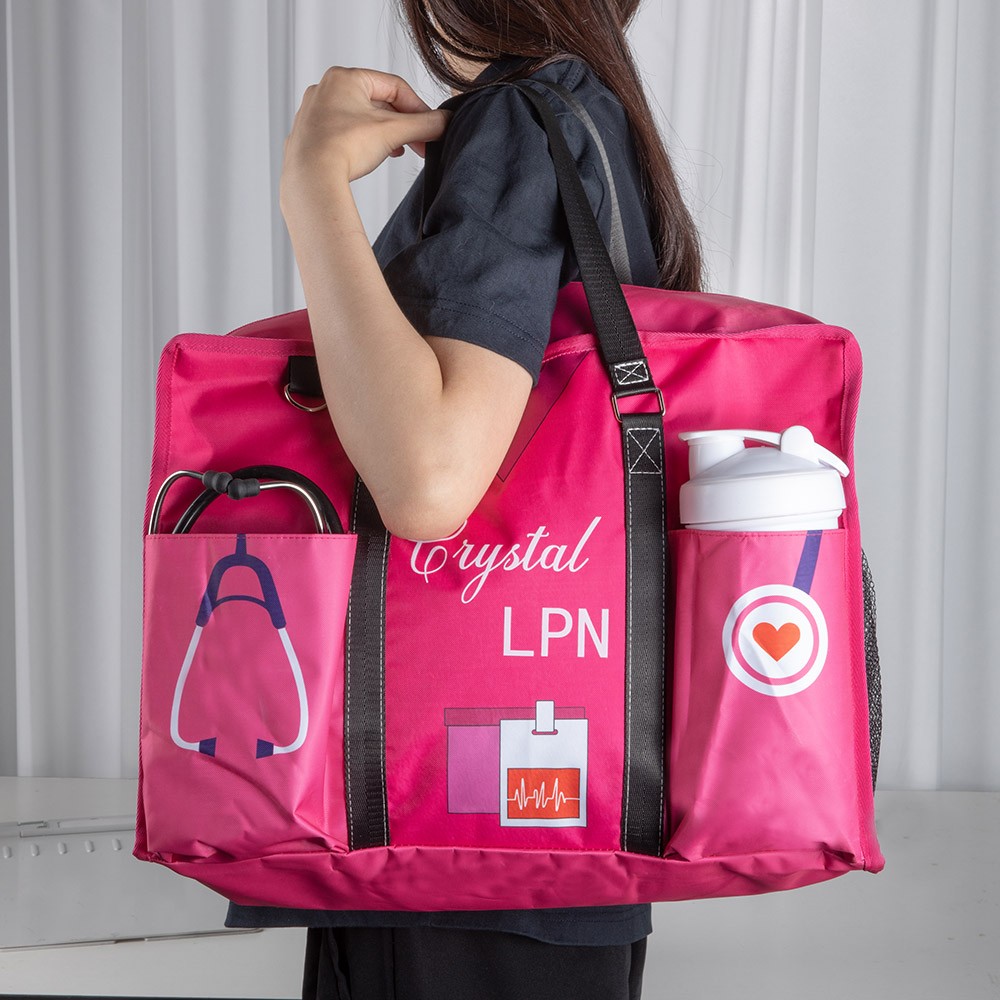 Personalized Large Nurse Tote Bag for Work, Small Canvas Nursing Bag with Zippered, RN CNA LPN Nurse Gift, Appreciation Gift, Custom Graduation Gift