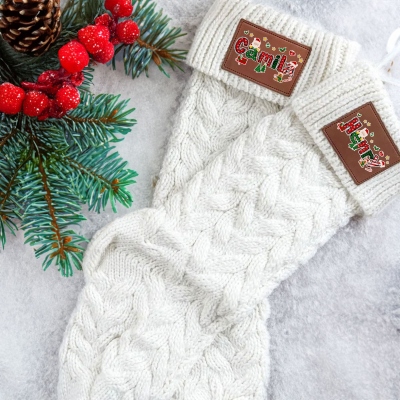 leather patch christmas stockings
