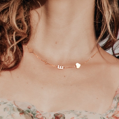 Customized Sideways Initial Necklace, Mother's Day Gifts, for Mom, for Her
