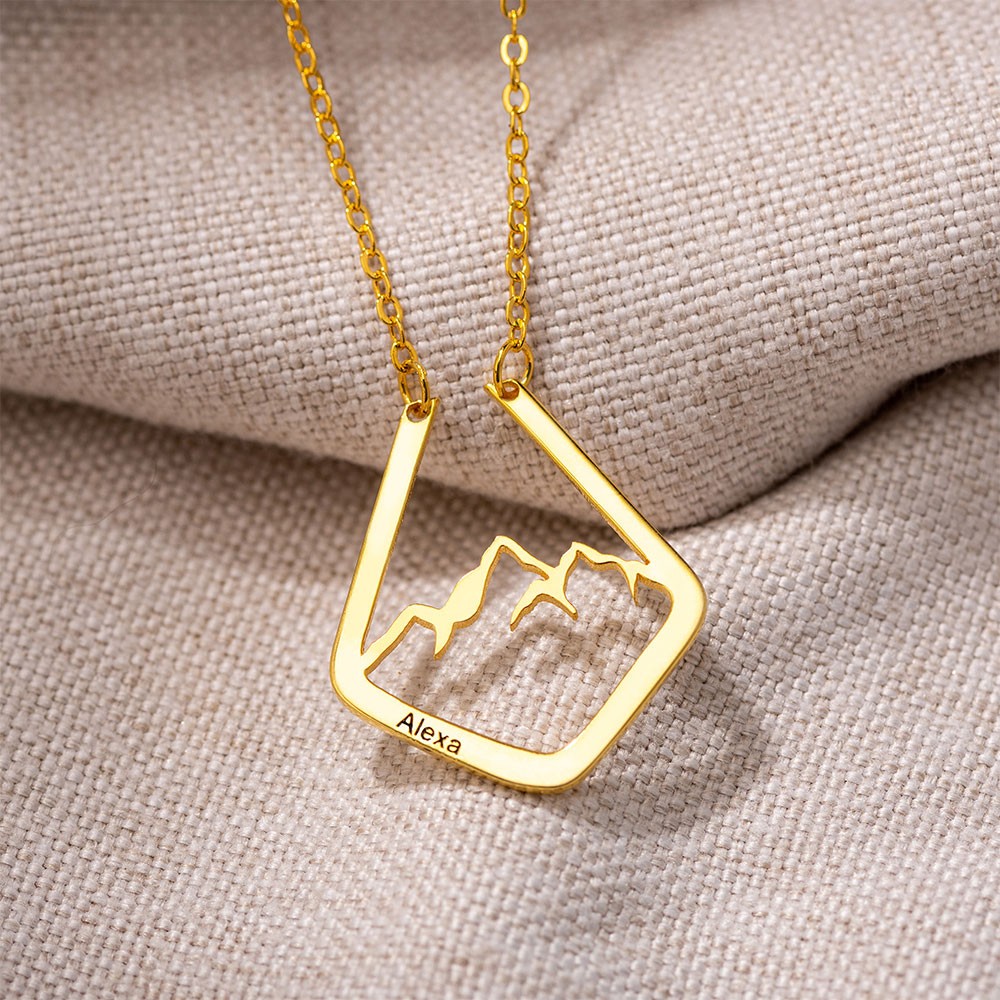 Colar porta-anel delicado com design de montanha, porta-anel geométrico personalizado presente de joias simples para ela/mulheres/meninas mães/médico/enfermeira