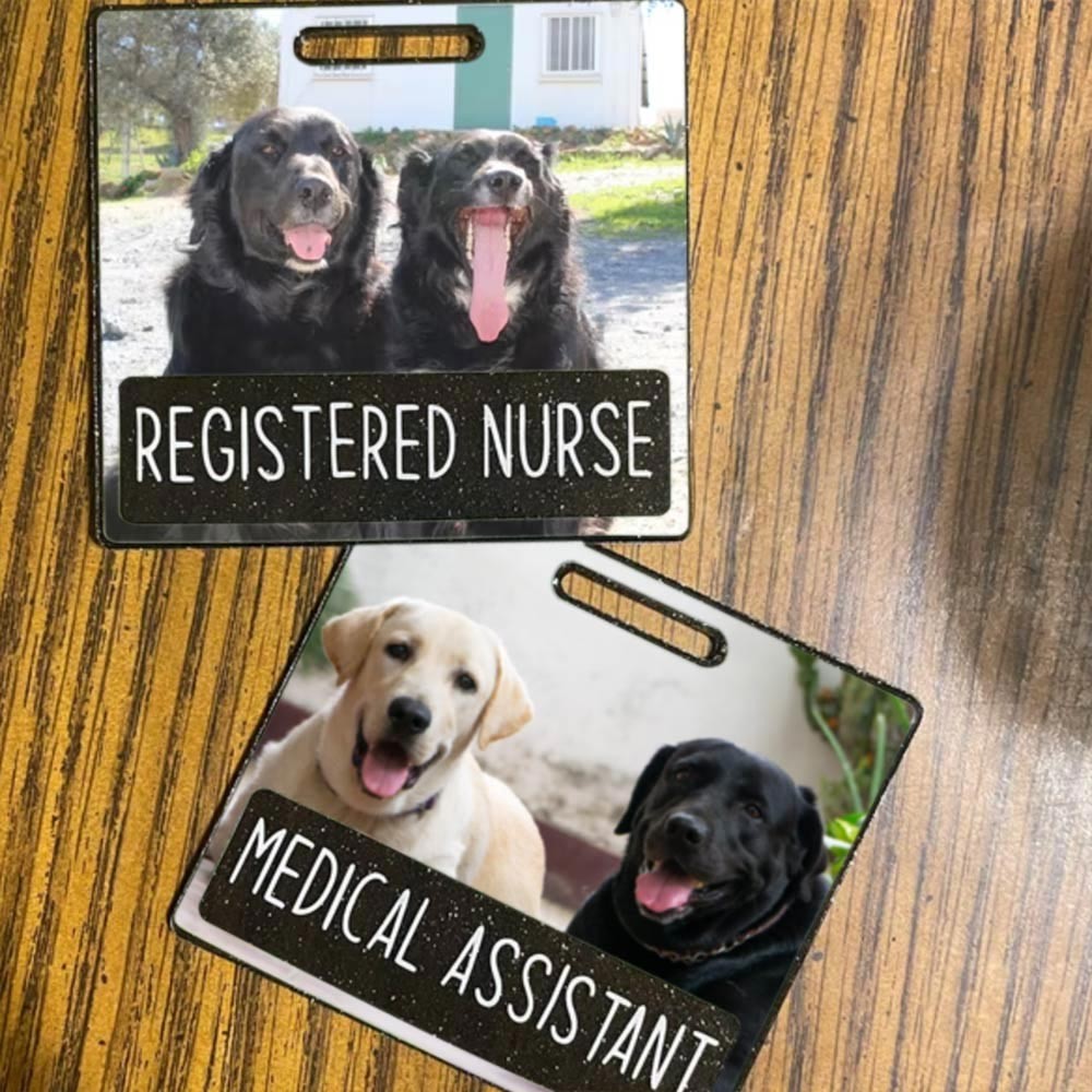 Badge photo personnalisé avec bobine de badge, porte-badge d&#39;identification pour les collègues infirmiers étudiants en soins infirmiers (horizontal et vertical fourni)