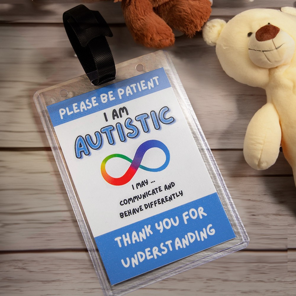 Carte d'autisme personnalisée pour la communication, cordon de cartes d'autisme, identification d'autisme pour les enfants, carte de contact d'urgence, identification d'alerte médicale pour les voyages