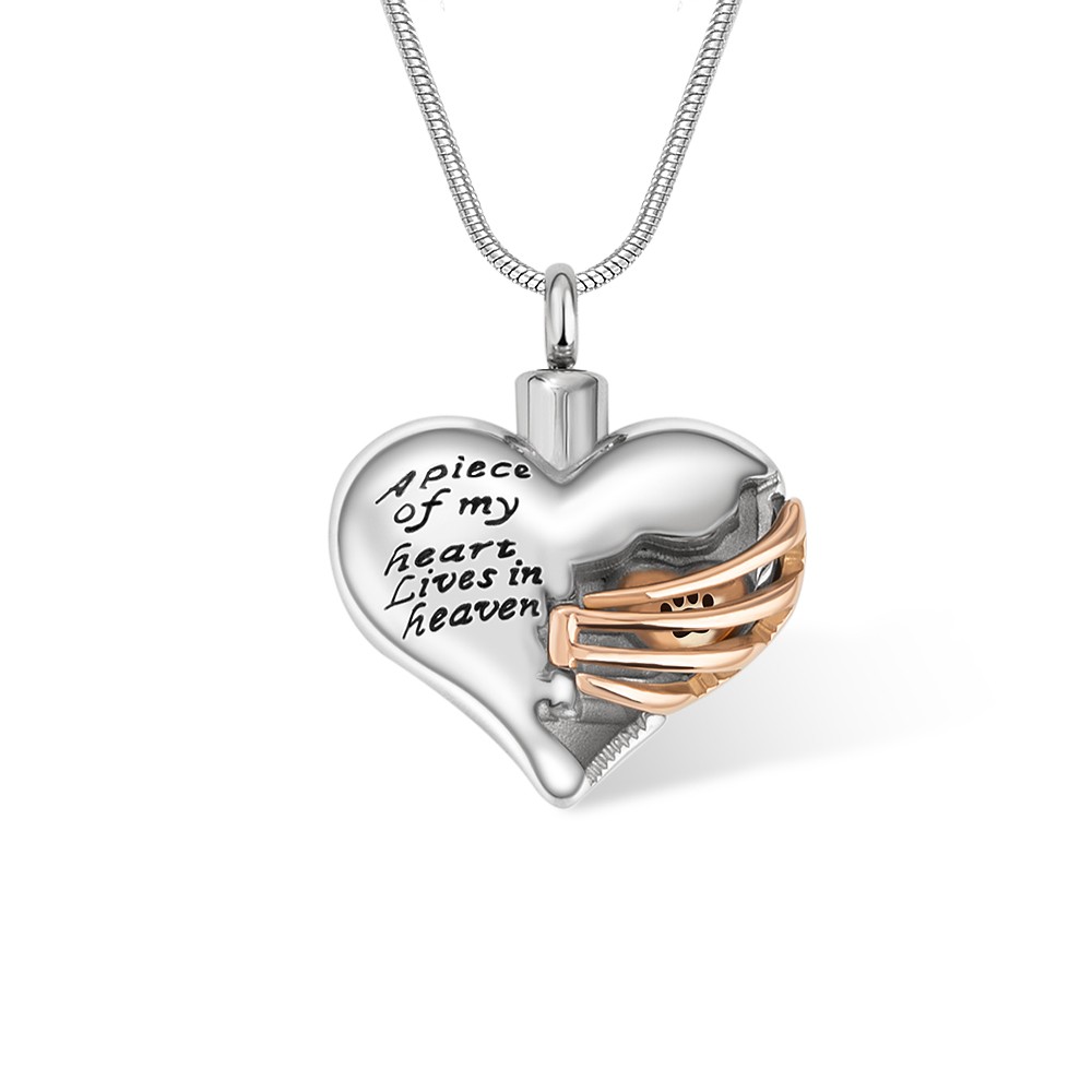 Personalisierte Rippenherz-Halskette, Gedenk-Urnen-Halskette mit Herz-Anhänger, Erinnerungsschmuck zur Erinnerung an einen geliebten Menschen, Geschenk für Mama/Oma/Familie/Haustierliebhaber
