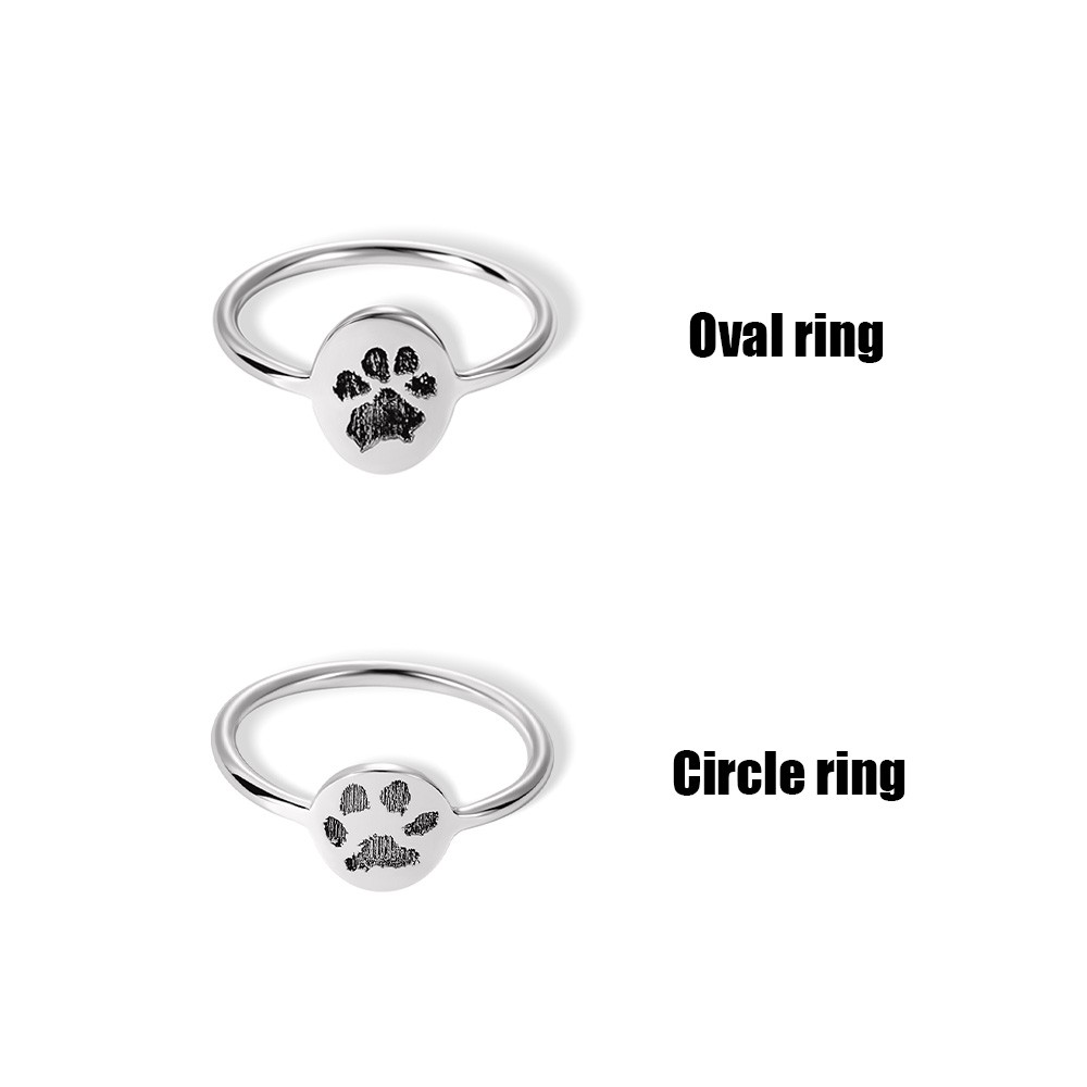 Individuell gravierter Pfotenabdruck-Ring, Sterling Silber 925 Haustierschmuck, personalisiertes Katzen-Hund-Haustier-Erinnerung/Haustierverlust-Geschenk für Haustierliebhaber/Familie/Freunde