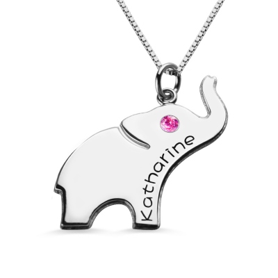 Lycka till gåva: Elephant Necklace Gravered Name