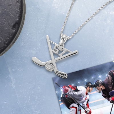 Benutzerdefinierte Hockey Halskette Eishockeyschläger Name Schmuck