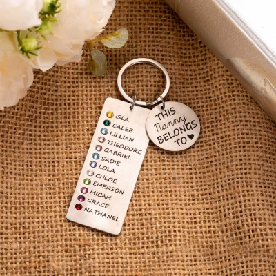 Personalized Birthstone Key Chain Gift For Mom Grandma