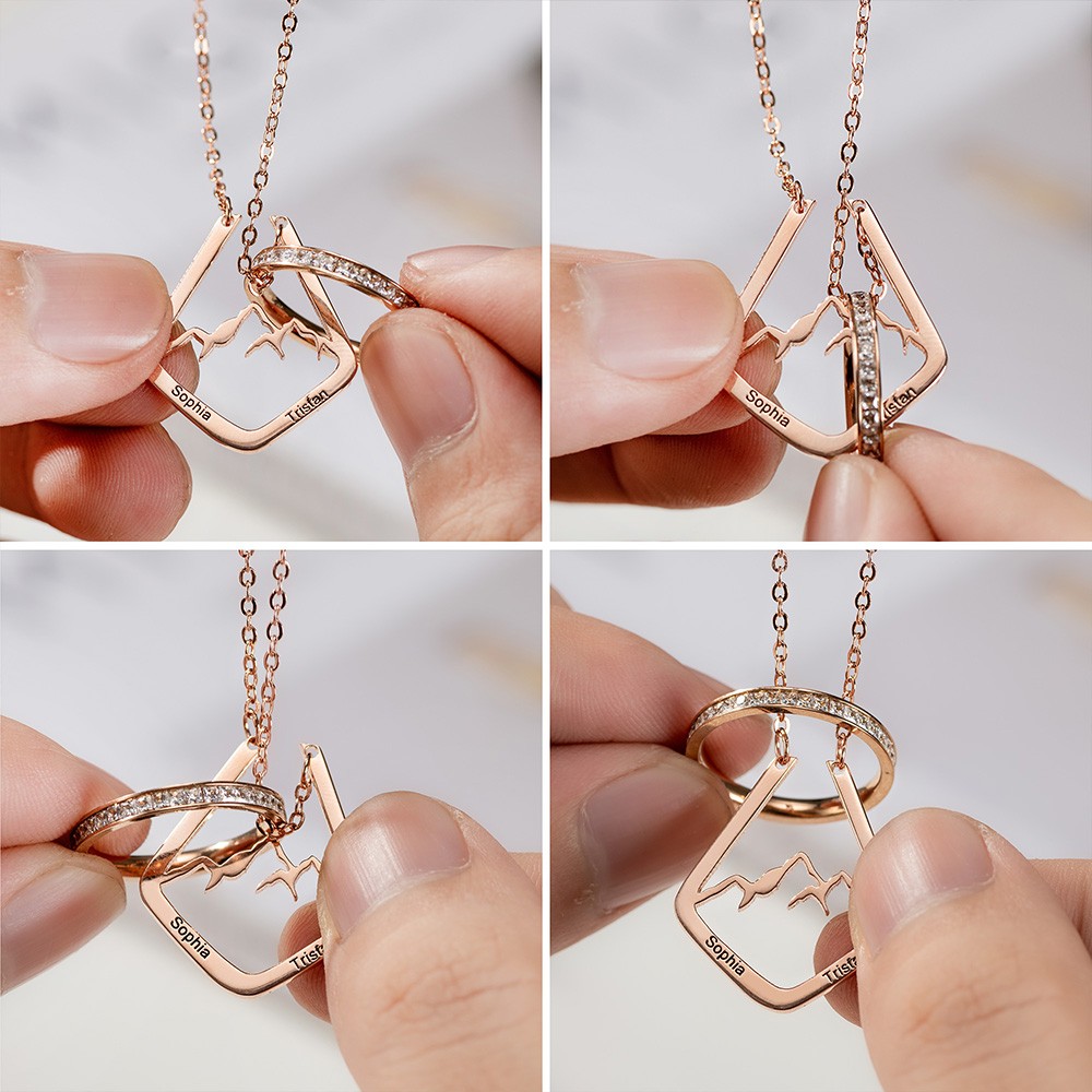 Colar porta-anel delicado com design de montanha, porta-anel geométrico personalizado presente de joias simples para ela/mulheres/meninas mães/médico/enfermeira